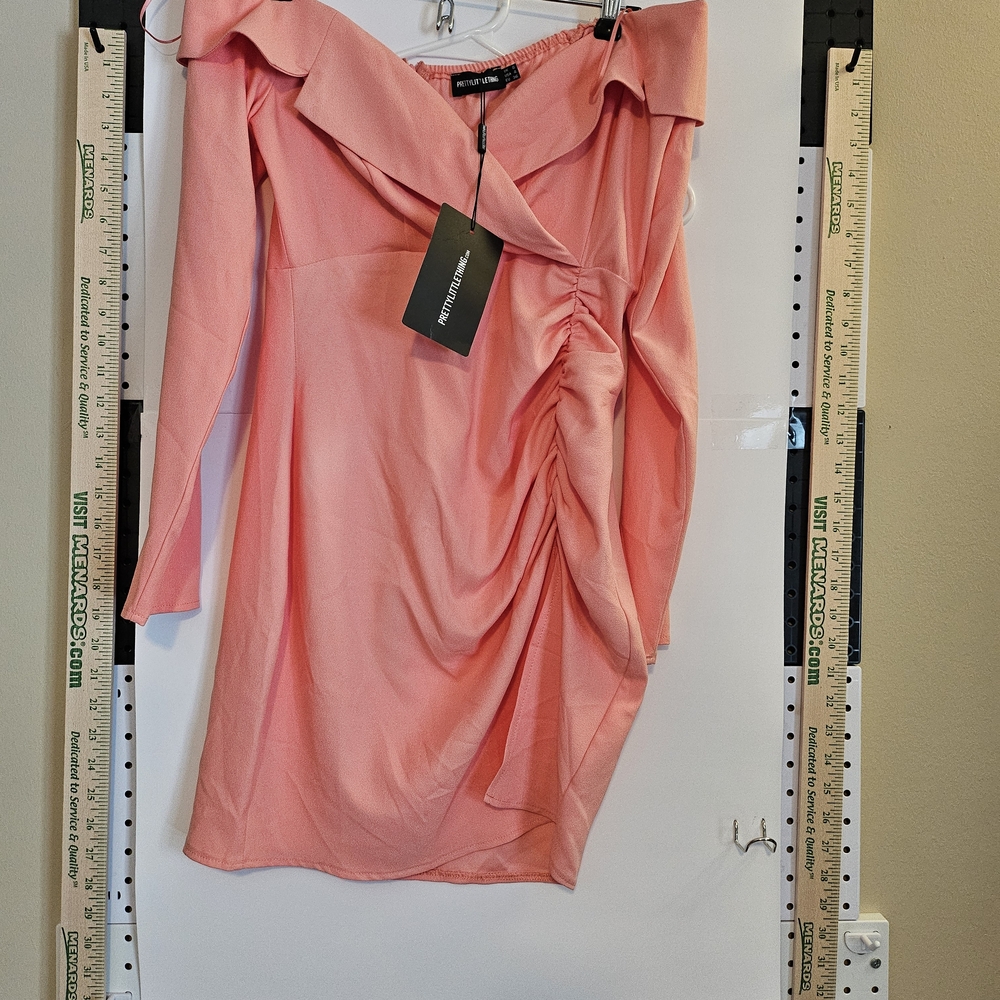 PrettyLittleThing Peach Ruched Dress